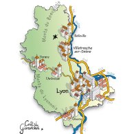 Carte du Beaujolais, Belleville, Villefranche-sur-Saône et Lyon Carte du Beaujolais, Belleville, Villefranche-sur-Saône et Lyon